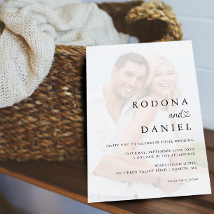 Invitation Photos de mariage minimalistes modernes avec détai