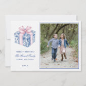 Invitation Photos de Noël rose et bleu (Devant)