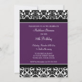 Invitation Photos de Plum Damask 70e anniversaire (Dos)