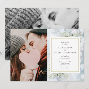 Invitation Photos de premiers flocons de neige Verdure Mariag