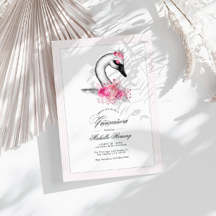 Invitation Photos de Quinceañera rose rose blanche
