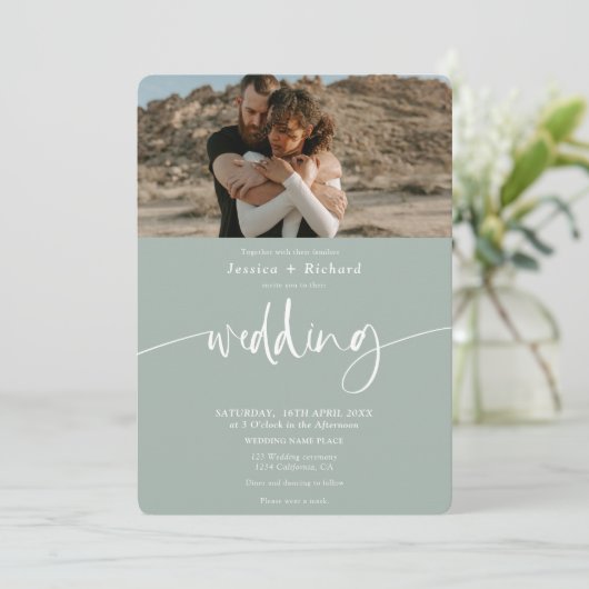 Invitation Photos de script mariage à l'eucalyptus (Debout devant)