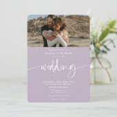 Invitation Photos de script mariage de lavande élégante moder (Debout devant)