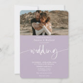 Invitation Photos de script mariage de lavande élégante moder (Devant)