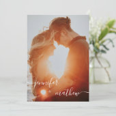 Invitation Photos de script minimaliste blanc moderne mariage (Debout devant)