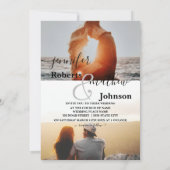 Invitation Photos de script minimaliste blanc moderne mariage (Dos)