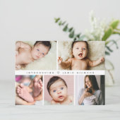 Invitation Photos de statistiques de naissance de bébé Collag (Debout devant)