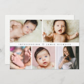 Invitation Photos de statistiques de naissance de bébé Collag (Devant / Derrière)