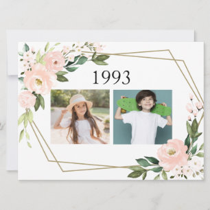 Invitation Photos d'enfance de couple de mariage Floral rose