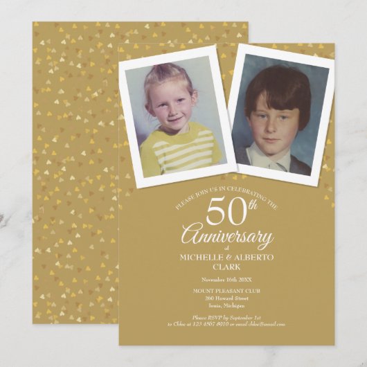 Invitation Photos d'enfance pour 50e anniversaire de mariage  (Devant / Derrière)