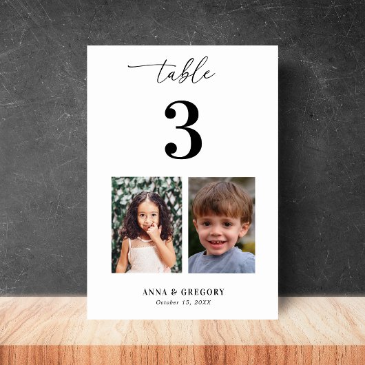 Invitation Photos d'enfance Table 3 5x7 Mariage