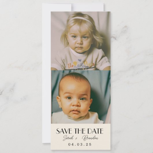 Invitation Photos d'enfance Typographie Code postal Enregistr (Devant)