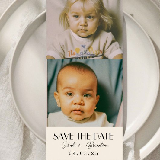 Invitation Photos d'enfance Typographie Code postal Enregistr