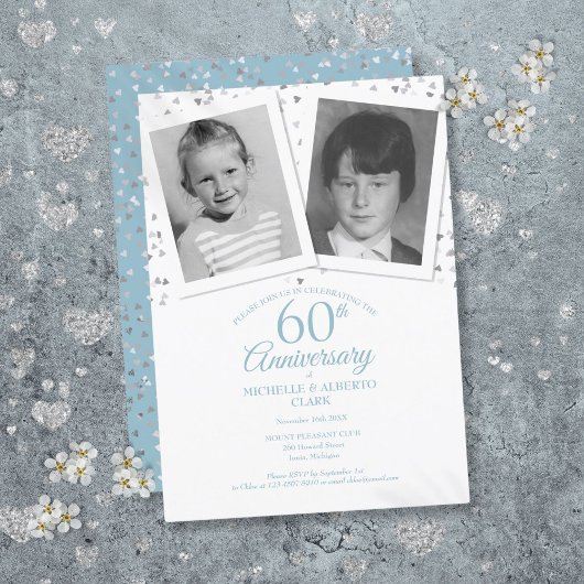 Invitation Photos d'enfant pour un 60e anniversaire de mariag