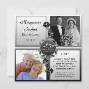 Invitation photos d'invitations pour les 25 ans de mariage d'