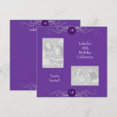 Invitation Photos du 18e anniversaire Bijou d'argent violet (Devant / Derrière)