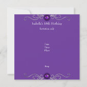 Invitation Photos du 18e anniversaire Bijou d'argent violet (Dos)
