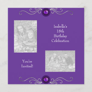 Invitation Photos du 18e anniversaire Bijou d'argent violet