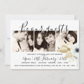 Invitation Photos en acier bleu x 3 Mariage manuscrit moderne (Devant)