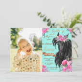Invitation Photos Florales Cheval Thème Anniversaire (Debout devant)