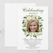 Invitation Photos funéraires du mémorial Floral d'ivoire blan (Devant / Derrière)