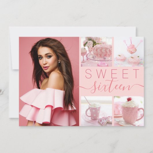 Invitation Photos Instagram rose sweet sixteen (Devant)