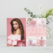 Invitation Photos Instagram rose sweet sixteen (Debout devant)