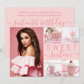 Invitation Photos Instagram rose sweet sixteen (Devant / Derrière)