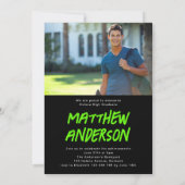Invitation Photos Lime Green tendance Graduation (Dos)