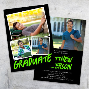 Invitation Photos Lime Green tendance Graduation