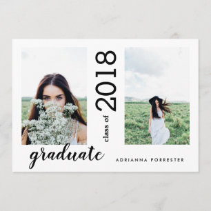 Invitation Photos modernes minimalistes du diplômé deux
