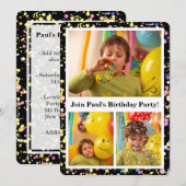 Invitation Photos personnalisables Confetti Design Anniversai (Devant / Derrière)