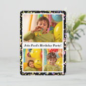 Invitation Photos personnalisables Confetti Design Anniversai (Debout devant)