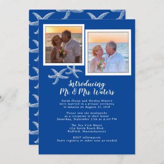 Invitation Photos Réception de Nouveaux Mariés sur le thème d (Devant / Derrière)