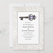 Invitation Phrenologie violette et noire victorienne Mariage  (Devant)