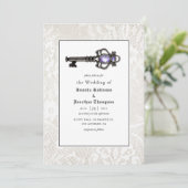 Invitation Phrenologie violette et noire victorienne Mariage  (Debout devant)