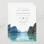 Invitation Phuket Thailand Watercolor QR Code Wedding (Devant / Derrière)