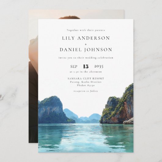 Invitation Phuket Thaniland Destination Photo Wedding (Devant / Derrière)