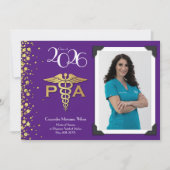 Invitation Physician Assistant PA Graduation Purple Gold (Devant)