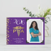 Invitation Physician Assistant PA Graduation Purple Gold (Debout devant)
