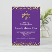 Invitation Physician Assistant PA Graduation Purple Gold (Debout devant)