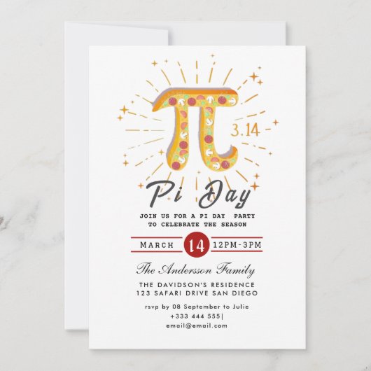 Invitation Pi Day Holiday Party (Devant)