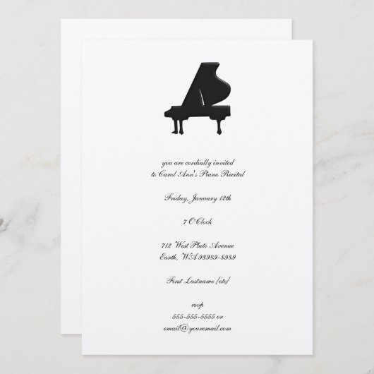 Invitation Piano (Devant / Derrière)