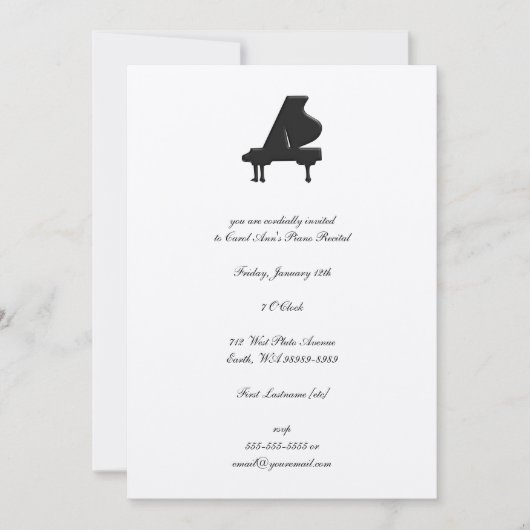 Invitation Piano (Devant)