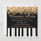 Invitation Piano Bar Noël fête Gold Lights (Devant)