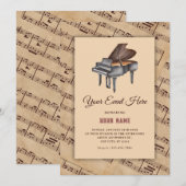 Invitation piano classique vintage (Devant / Derrière)