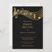 Invitation Piano Considérant Gold Music Notes Élégant (Devant)