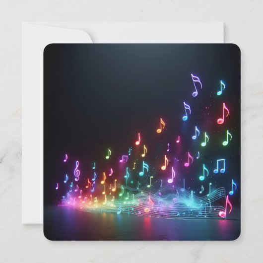 Invitation Piano Considérant Neon Notes musicales (Dos)