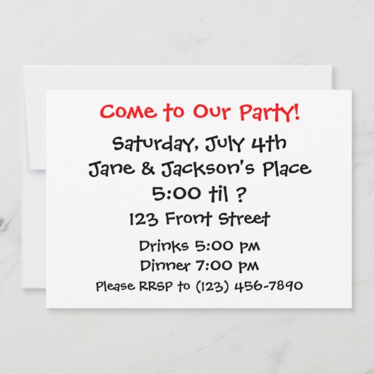 Invitation Piano de l'écureuil (Dos)