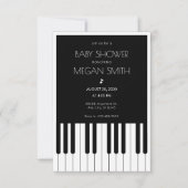 Invitation Piano de musique baby shower noir et blanc (Devant)